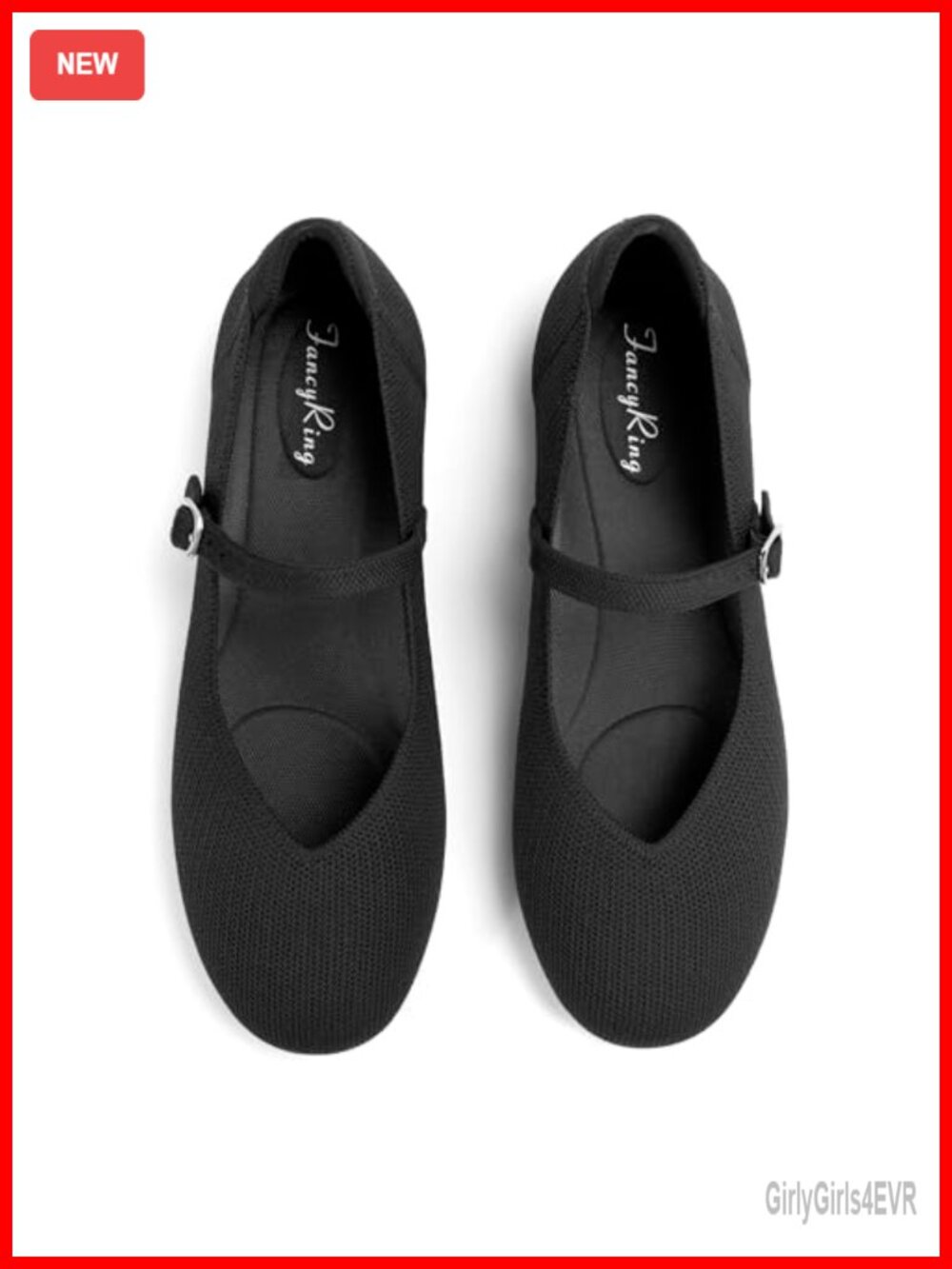 Knit Mary Jane Ballet Flats with Strap Comfortable Work Flat Shoes